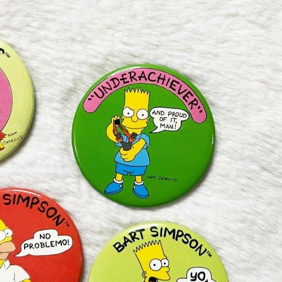 Set of 6 Vintage 1989 The Simpsons Pins - Picture 6 of 7